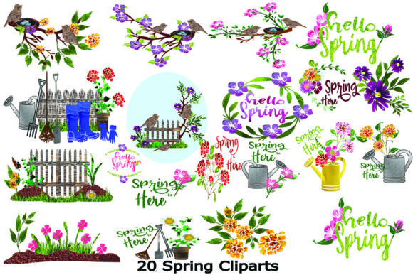 20 Spring Cliparts: Graphics and Illustrations for Editorial Design