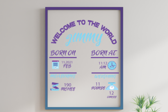 Birth Announcement Design Template Graphics for Handmade Creators