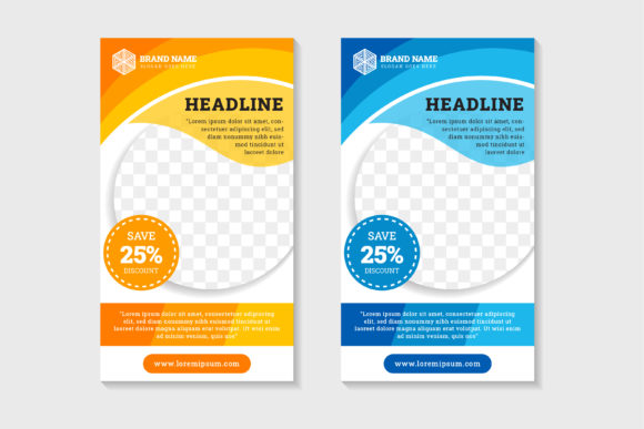 Curve Circle Vertical Banner Orange Blue Review