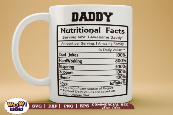 Daddy Nutrition Facts, Dad Nutrition Graphics and Illustrations Review