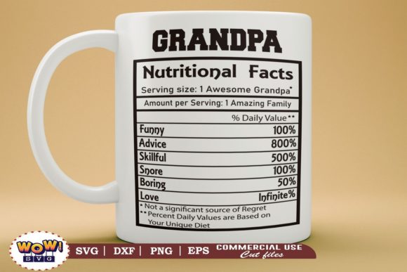 Grandpa Nutrition Facts, Nutritional Graphics & Illustrations Review