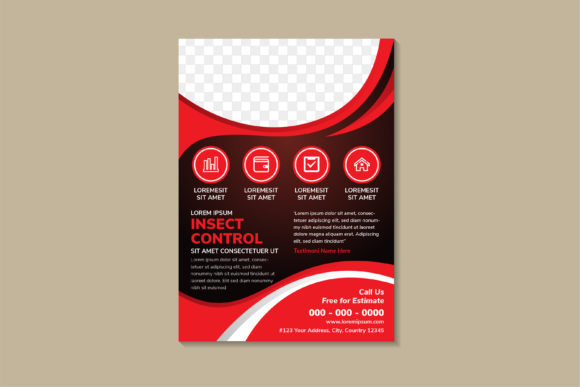 Insect Control Vertical Flyer Red Black Graphics and Print Templates