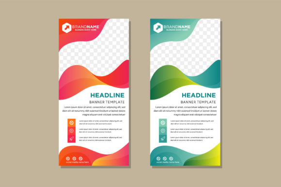 Liquid Vertical Banner Bright Graphics and Print Templates Review