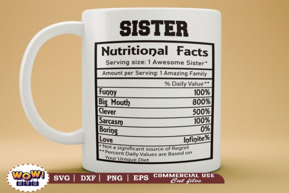 Sister Nutrition Facts, Nutritional Graphics and Illustrations Review