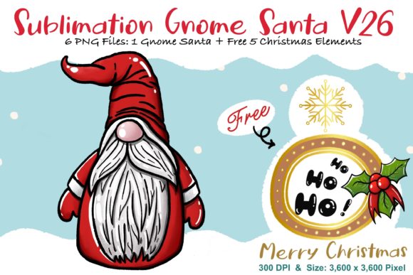 Sublimation Gnome Santa V26 Graphics and Illustrations Review