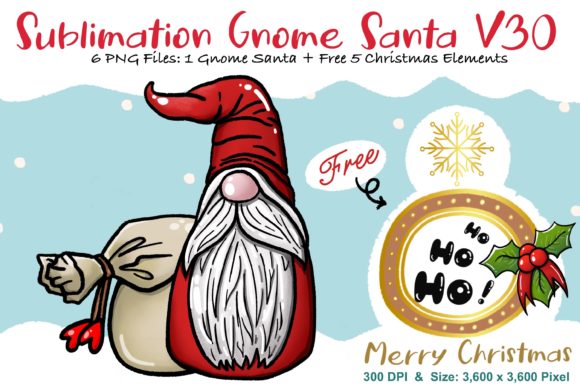 Sublimation Gnome Santa V30 Graphics and Illustrations Review