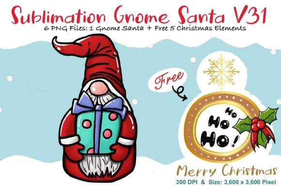 Sublimation Gnome Santa V31 Graphics and Illustrations Review