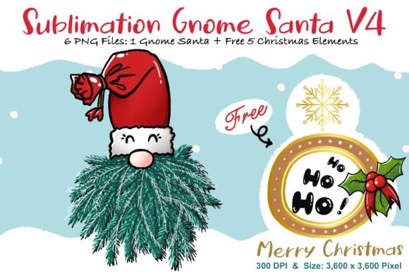 Sublimation Gnome Santa V4 Graphics and Illustrations Review