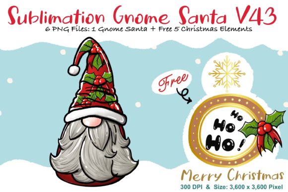 Sublimation Gnome Santa V43 Graphics and Illustrations Review