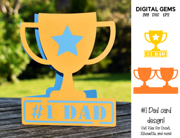 Trophy Fathers Day Dad Birthday Card Graphics in Crafts