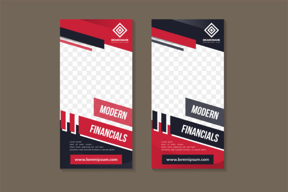 Vertical Modern Financials Banner Blue: Graphics & Print Templates Review
